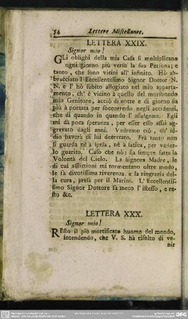 Lettera XXIX. Signor mio!