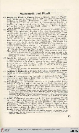 Mathematik und Physik (Nr. 408-441)