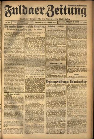 Ausgabe vom Donnerstag, den 29. Januar 1925.