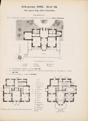 Grundrisse: Inhaltsverzeichnis, Grundrisse (aus: Architektonisches Skizzenbuch, H. 138/3, 1876)