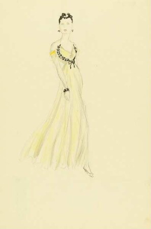 Dame in gelbem Abendkleid