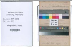 Entnazifizierung Maria Hegemann , geb. 12.03.1889 ()