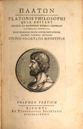Platōn : Graece Ad Editionem Henrici Stephani Accurate Expressa, Volumen Tertium