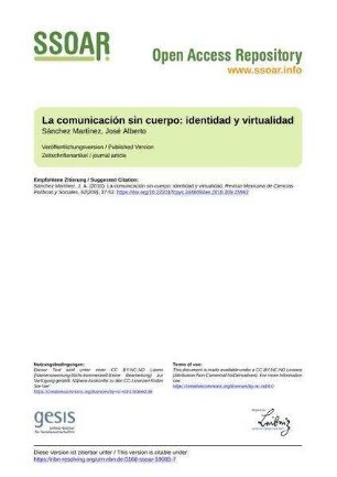 La comunicación sin cuerpo: identidad y virtualidad