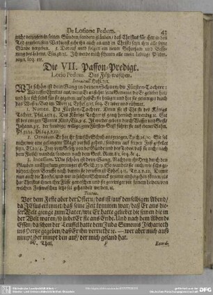 Die VII. Passion-Predigt. Lotio Pedum. Das Füß-waschen