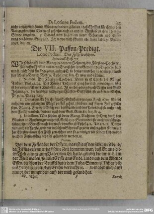 Die VII. Passion-Predigt. Lotio Pedum. Das Füß-waschen