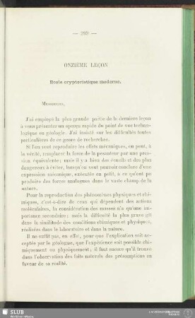 Onzième leçon. Ecole cryptoristique moderne