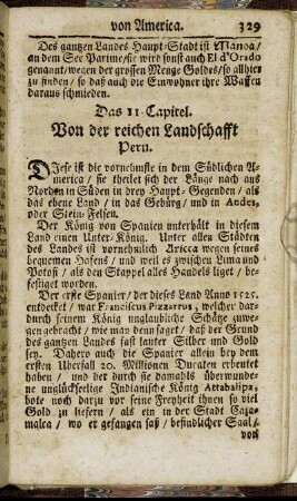 Das 11. Capitel. Von der reichen Lanschafft Peru.