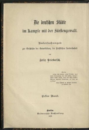 Die Hohenzollern und die Städte der Mark im 15. Jahrhundert