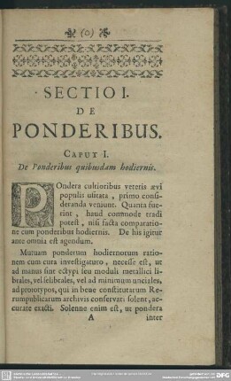 Sectio I. De Ponderibus