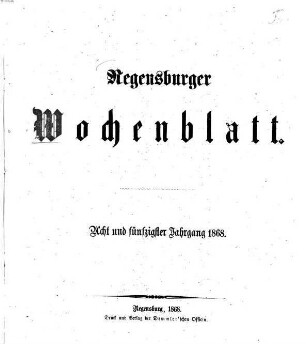 Regensburger Wochenblatt. 58. 1868