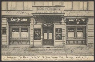 Ansichtskarte Restaurant "Zur Hütte", Außenansicht, Skalitzer Straße 30-31