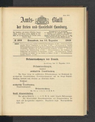 No. 299, 14. Dezember 1918