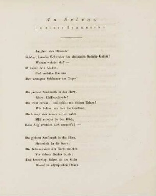 An Selene. In einer Sommernacht