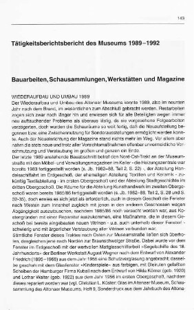 Tätigkeitsbericht des Museums 1989-1992
