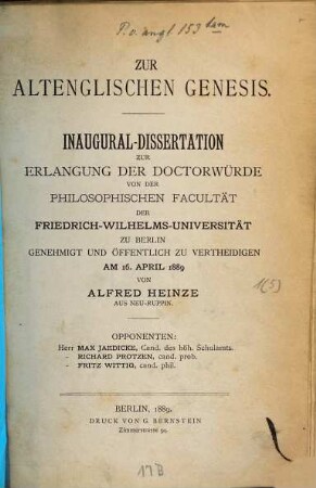 Zur altenglischen Genesis