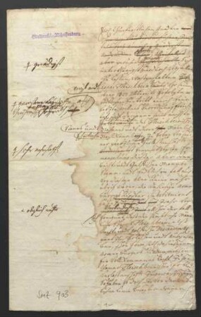 Entwurf eines Schreibens (nach 1722) an den Mainzer Kurfürsten wegen dem Fleischbeinstipendiat