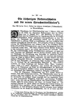 Die bisherigen Rektoratschulen und die neuen Sprachmittelschulen