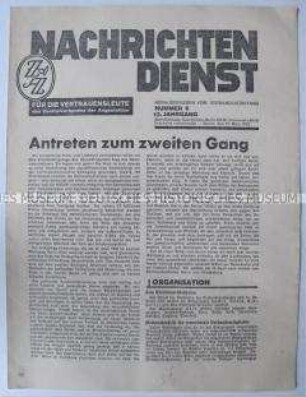 Mitteilungsblatt für Funktionäre des Zentralverbandes der Angestellten "Nachrichtendienst"
