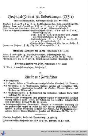 D. Hochschul-Institut für Leibesübungen