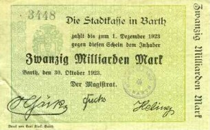 Barth, Stadt: 20 Milliarden Mark 1923