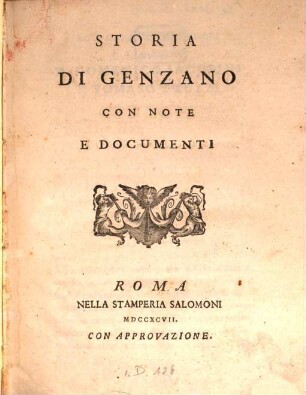 Storia di Genzano : con note e documenti