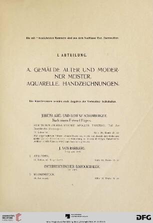 A. Gemälde Alter und Moderner Meister (Nr. 1-88)