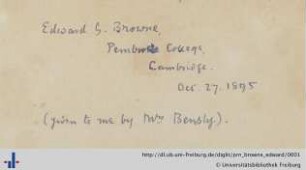 [Provenienz]: Browne, Edward Granville