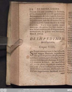 De Impedimentis libertatis. Caput VIII.