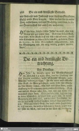 Die ein und dreyßigste Betrachtung. Am Dienstage