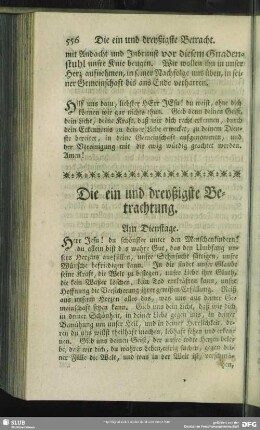 Die ein und dreyßigste Betrachtung. Am Dienstage