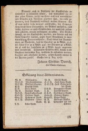 Erklärung der Abbreviaturen.