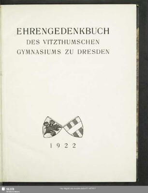 Ehrengedenkbuch des Vitzthumschen Gymnasiums zu Dresden