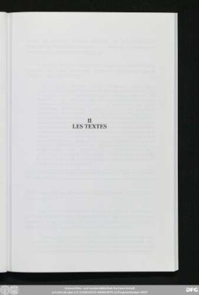 II Les Textes