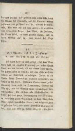 14. Der Mond, und die Irrsterne in ihrer Beschaffenheit als Erden.