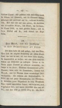 14. Der Mond, und die Irrsterne in ihrer Beschaffenheit als Erden.