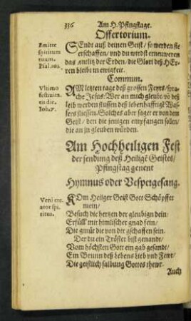 Am Hochheiligen Fest der sendung deß Heiligen Geistes/ Pfingstag genent.