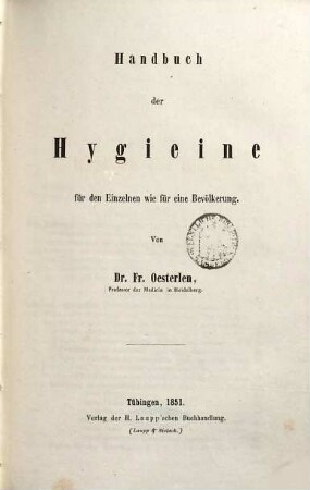 Handbuch der Hygieine
