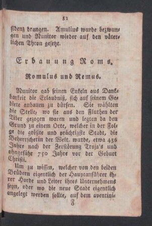 Erbauung Roms: Romulus und Remus