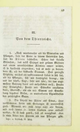 III. Von dem Thierreiche