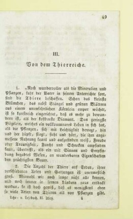 III. Von dem Thierreiche