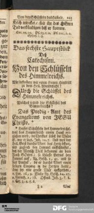Das sechste Hauptstück Deß Catechismi. Von den Schlüsseln des Himmelreichs.