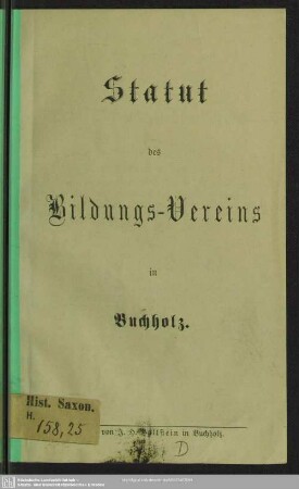 Statut des Bildungs-Vereins in Buchholz