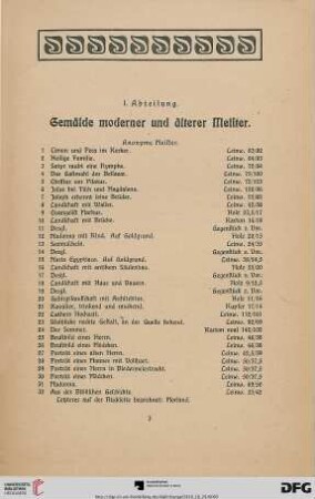 Gemälde moderner und älterer Meister (Nr. 1-260)