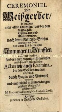Geschichte und Privilegien der Zunft der Weißgerber