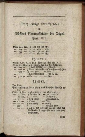 Noch einige Druckfehler zu Buffons Naturgeschichte der Vögel.