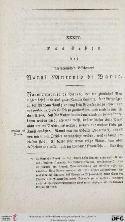 XXXIV. Das Leben des florentinischen Bildhauers Nanni d'Antonio di Banco