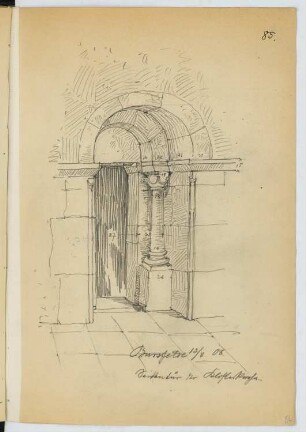 Klosterkirche, Hemeln-Bursfelde: Perspektivische Ansicht Portal (aus: Skizzen- und Fotoalbum 22)
