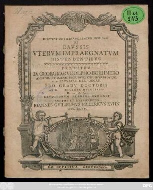 Dispvtationem Inavgvralem Medicam De Cavssis Vtervm Impraegnatvm Distendentibvs