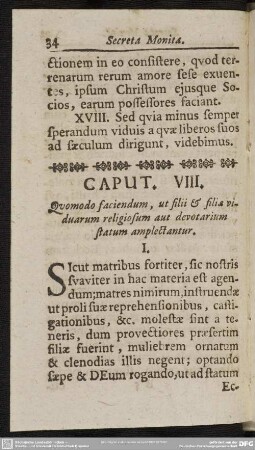 Caput. VIII. Quomodo faciendum, ut filii & filiae viduarum religiosum aut devotarium statum amplectantur